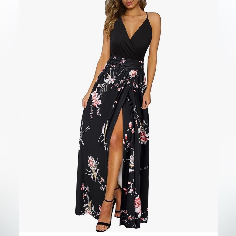 Newshows Women Summer 2025 Maxi Dress Vacation Floral Spaghetti Strap Spring